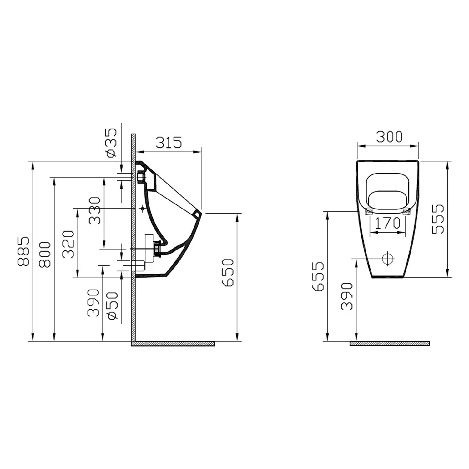 pianura Andrea Urinal inkl. Deckel mit Absenkautomatik Bild 4