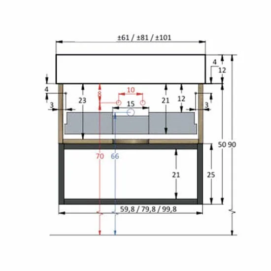 pianura Giulia Badmöbel Set 61 cm mit LED-Lichtspiegel, mit 1 Hahnloch Bild 4