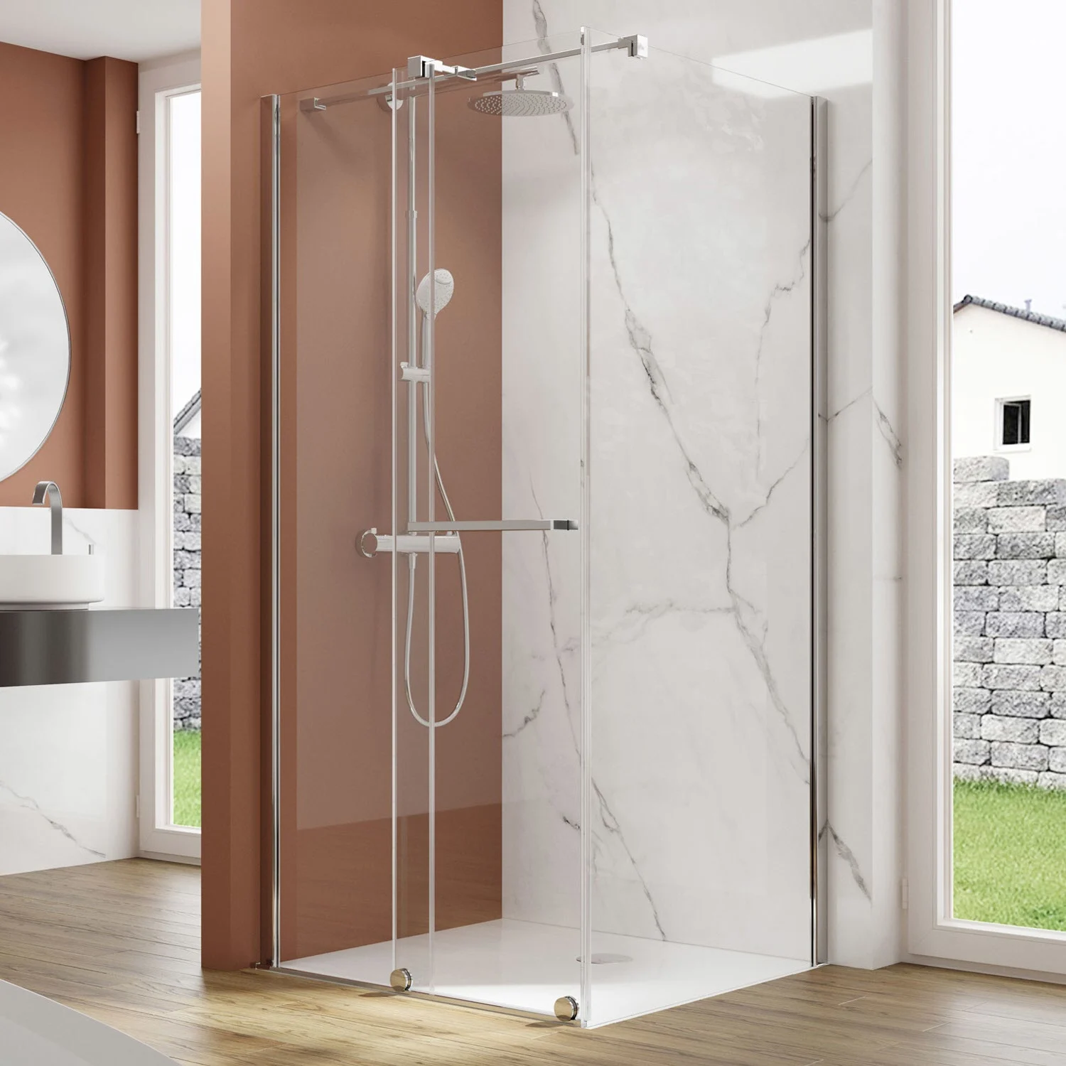 pianura Isabella Schiebetür mit Seitenwand 120 x 90 cm, Türanschlag links