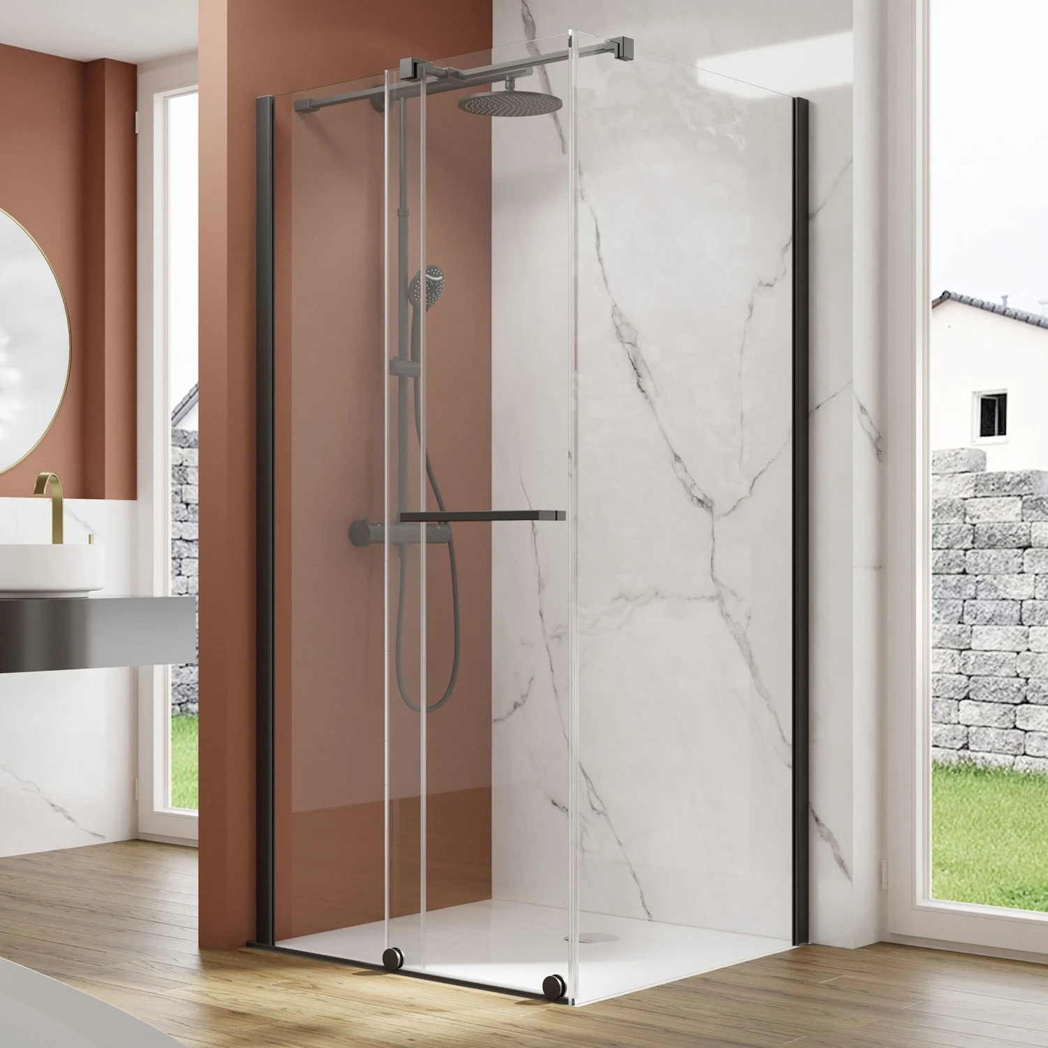 pianura Isabella Schiebetür mit Seitenwand 140 x 90 cm, Türanschlag links