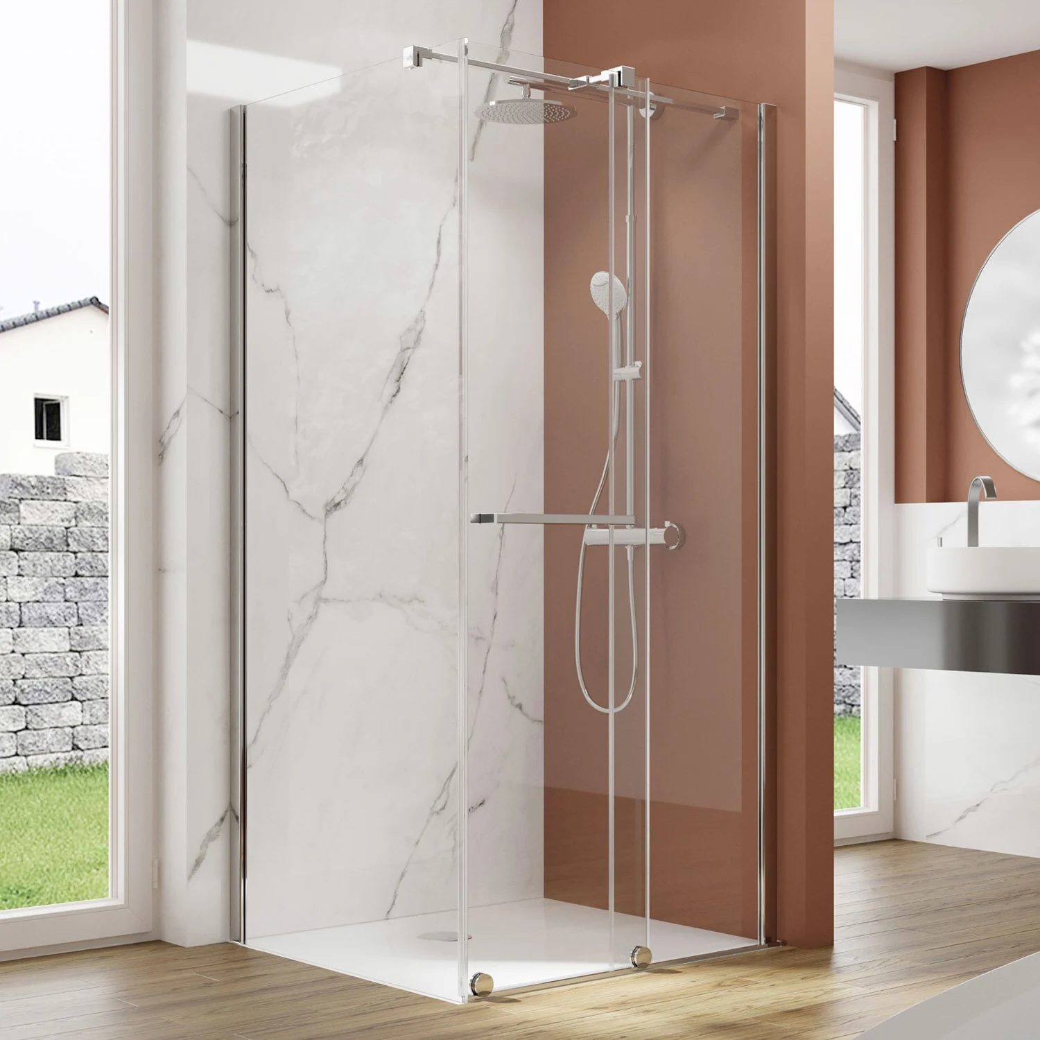 pianura Isabella Schiebetür mit Seitenwand 120 x 90 cm, Türanschlag rechts