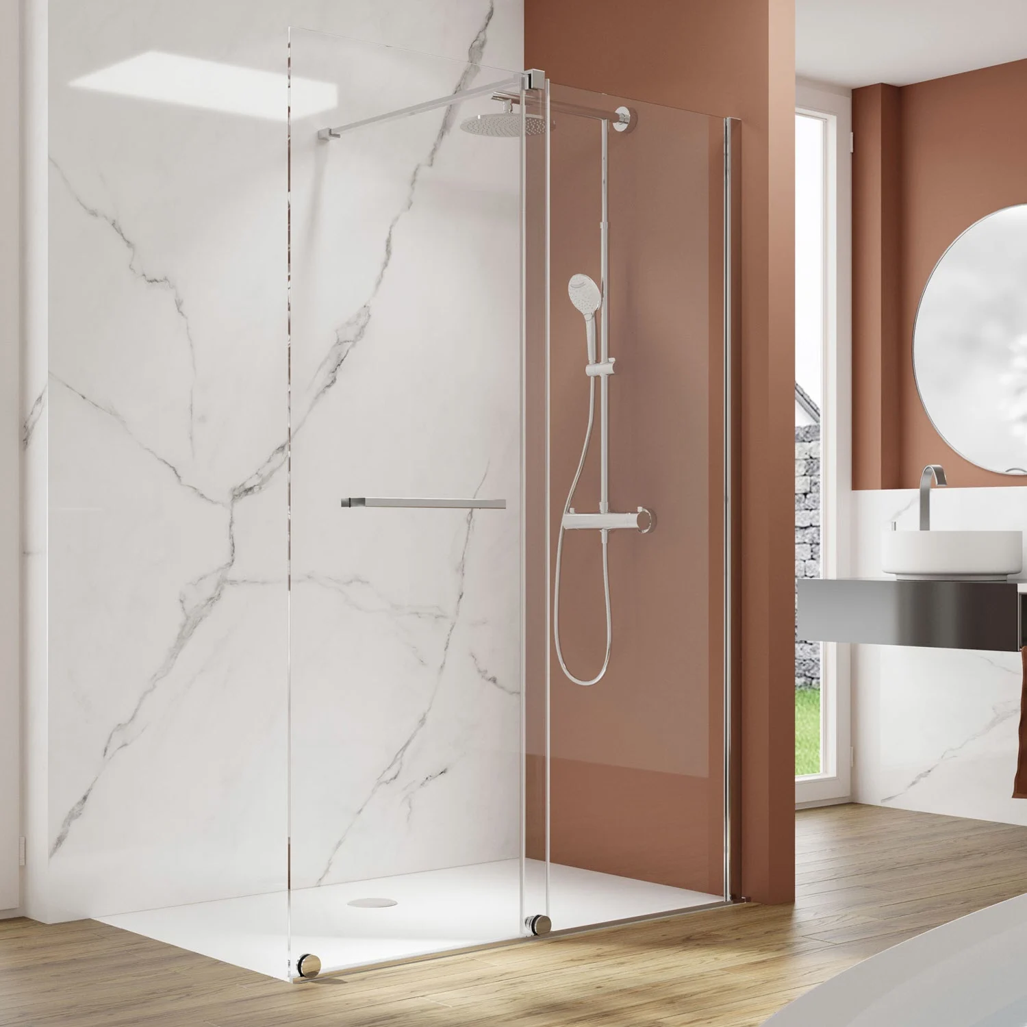 pianura Isabella Walk-In Schiebetür 100 cm, Anschlag rechts