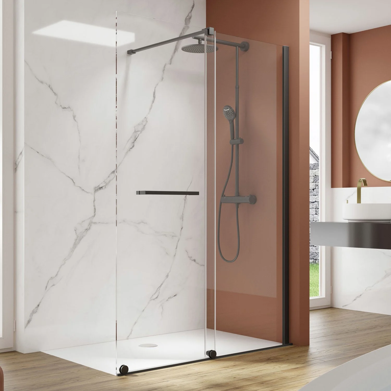 pianura Isabella Walk-In Schiebetür 100 cm, Anschlag rechts