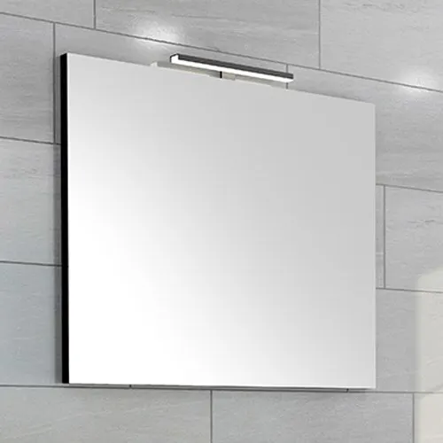 pianura Mia LED-Badspiegel in Schwarz mit den Maßen 80 x 70 cm