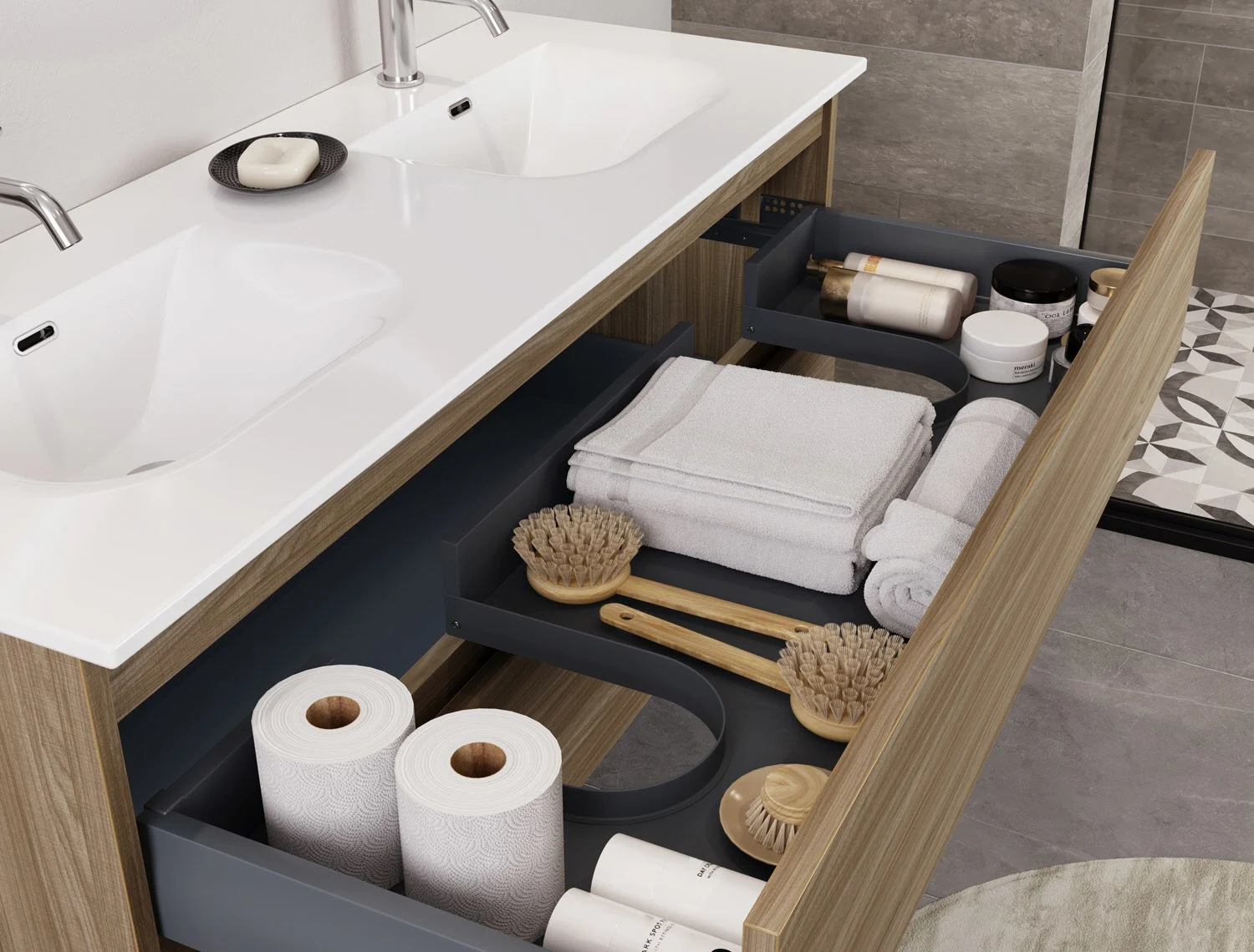 pianura Stella Badmöbel Set 122 cm mit LED-Lichtspiegel Bild 4