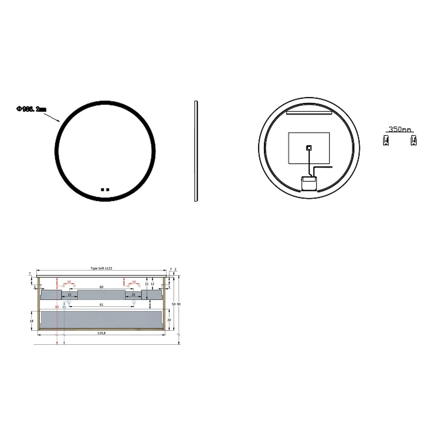 pianura Stella Badmöbel Set 122 cm mit LED-Lichtspiegel Bild 5