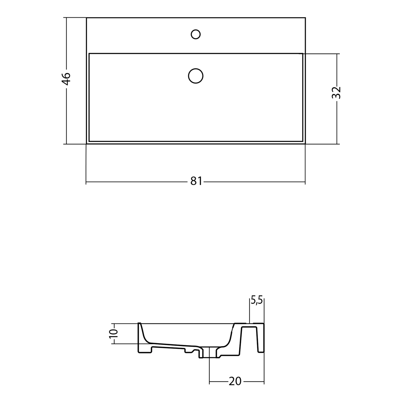 pianura Stella Waschtisch mit Unterschrank 81 cm, ohne Hahnloch Bild 6