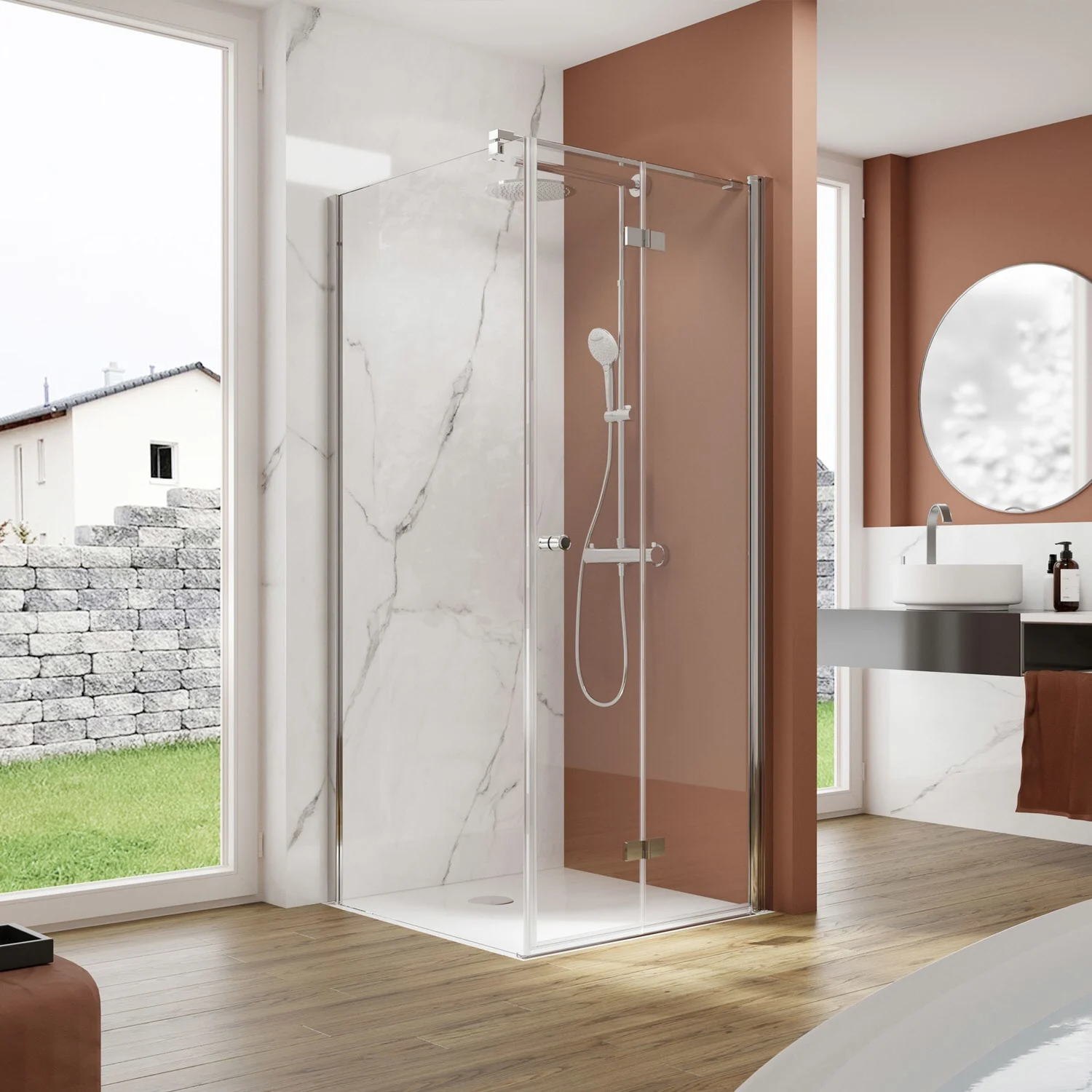 pianura Viola Drehfalttür mit Seitenwand 100 x 80 cm, Türanschlag rechts Bild 7