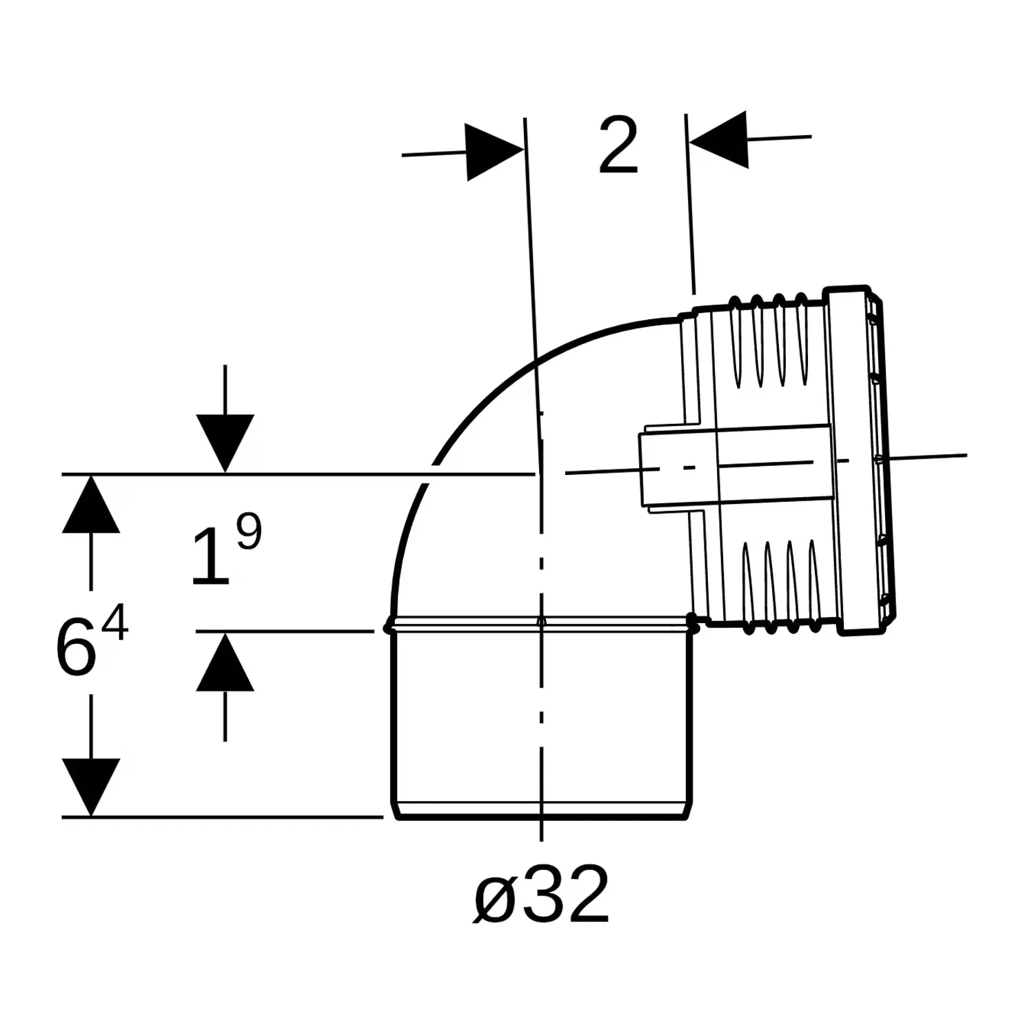 Kolanko Geberit Silent-PP: 87,5°, d=32 mm Zdjęcie 2