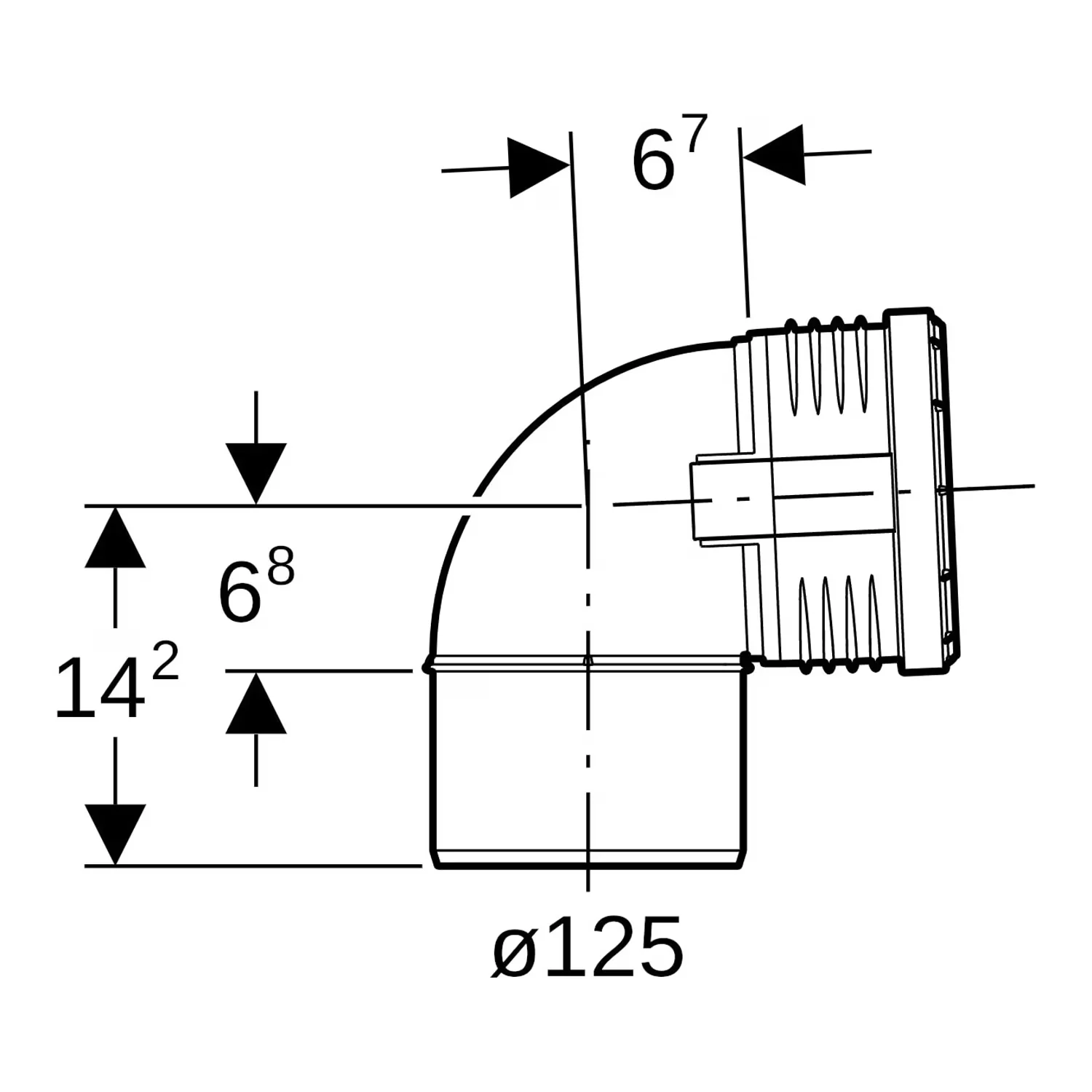 Kolanko Geberit Silent-PP: 87,5°, d = 125 mm Zdjęcie 2