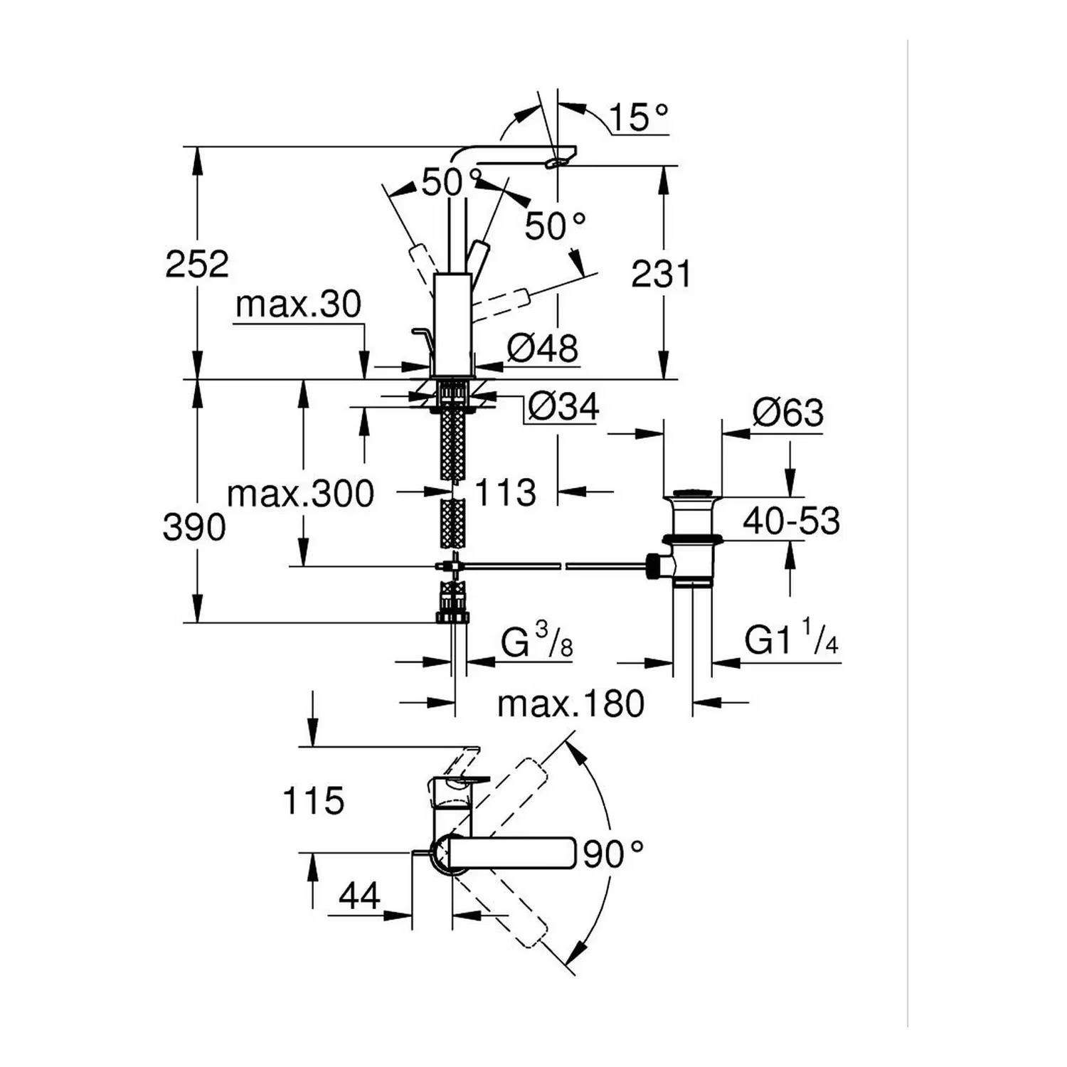 Grohe Lineare New – jednouchwytowa bateria umywalkowa L-SIZE Zdjęcie 2