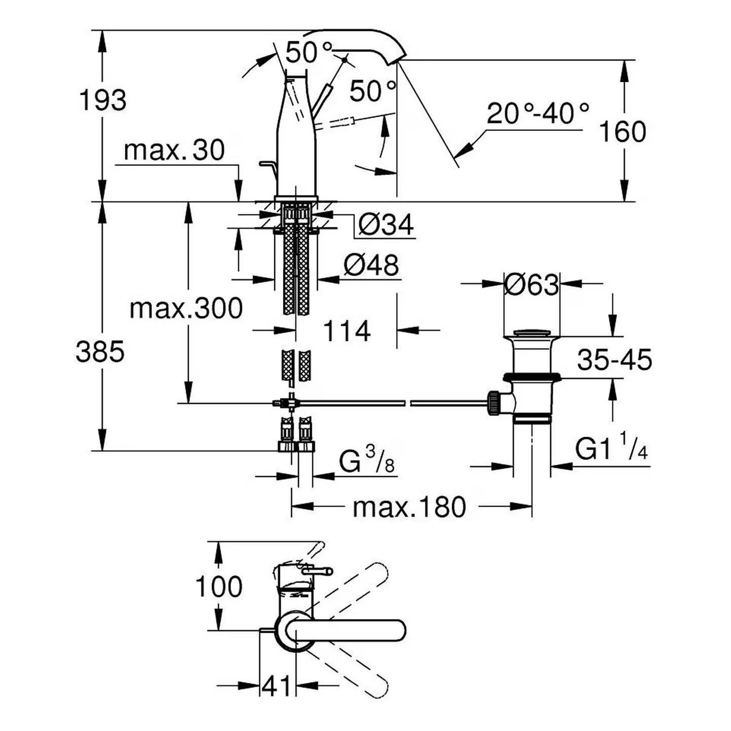 Grohe Essence New – jednouchwytowa bateria umywalkowa M-Size Zdjęcie 2
