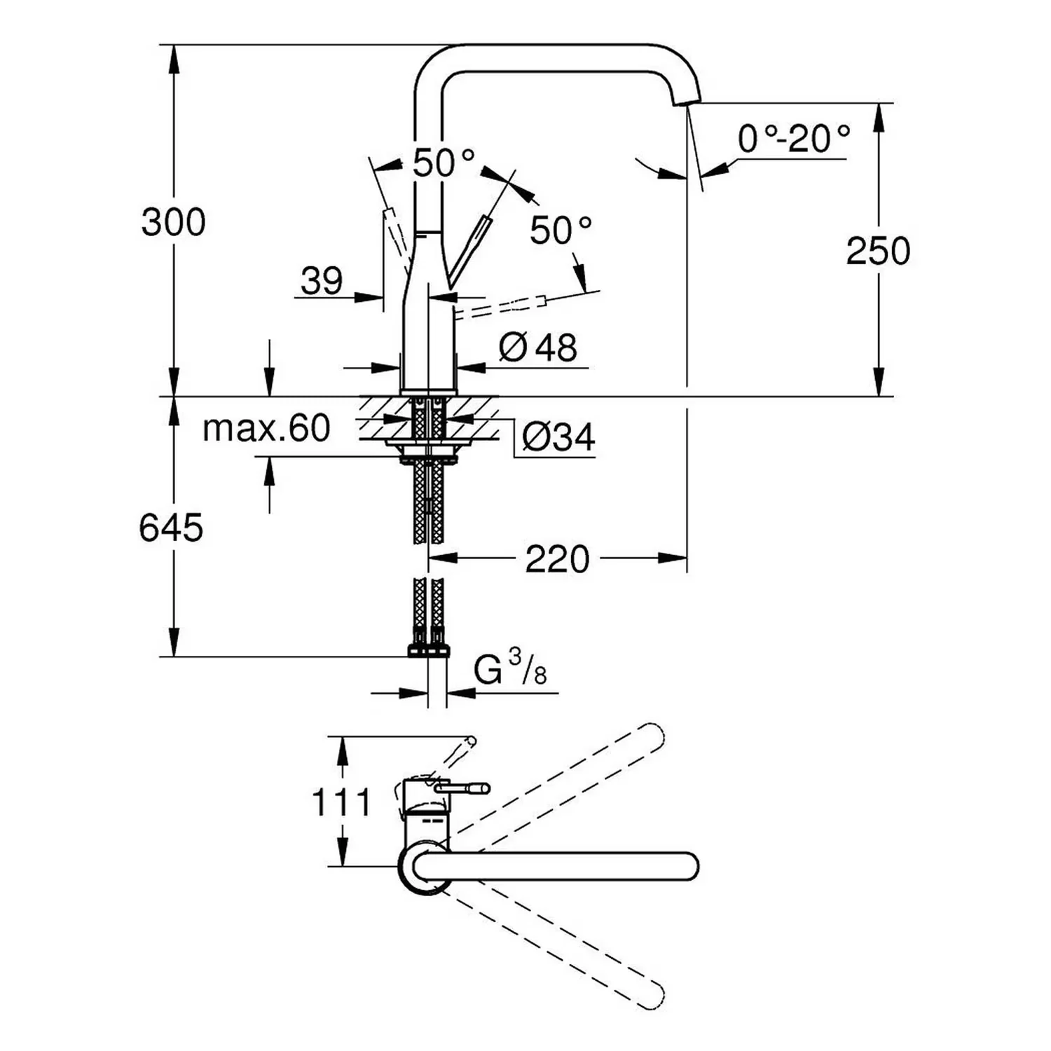 Grohe Essence New – jednouchwytowa bateria zlewozmywakowa Zdjęcie 3