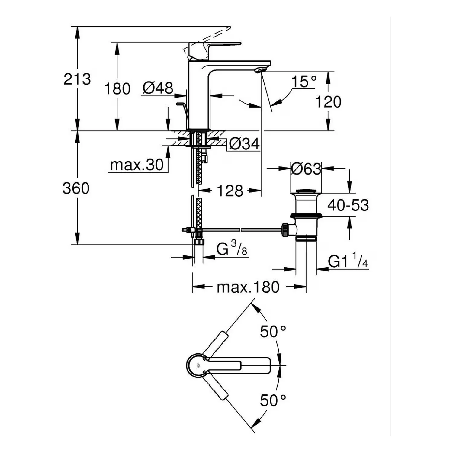 Grohe Lineare New – jednouchwytowa bateria umywalkowa S-SIZE Zdjęcie 4