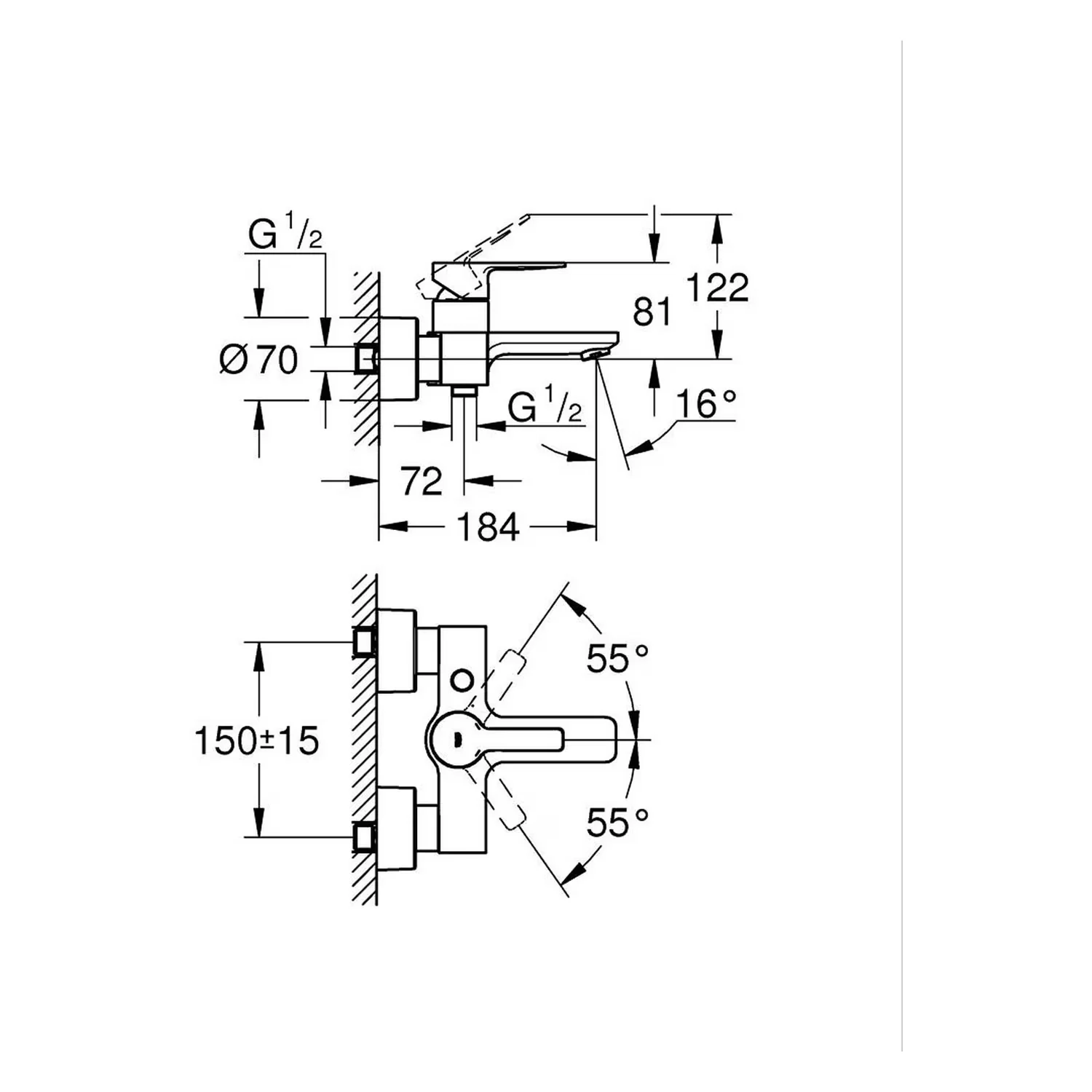 Grohe Lineare New – jednouchwytowa bateria wannowa do montażu natynkowego Zdjęcie 2