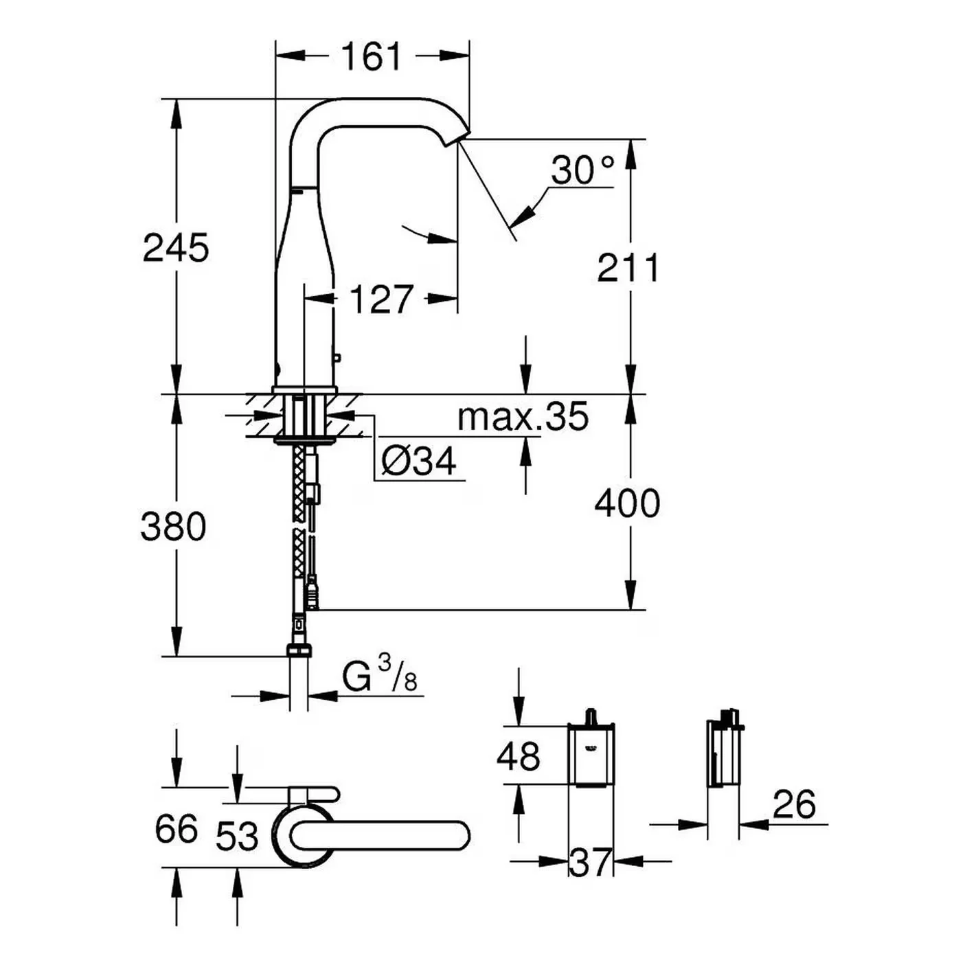 GROHE Essence E – układ elektroniczny na podczerwień do umywalki z baterią mieszającą Zdjęcie 2