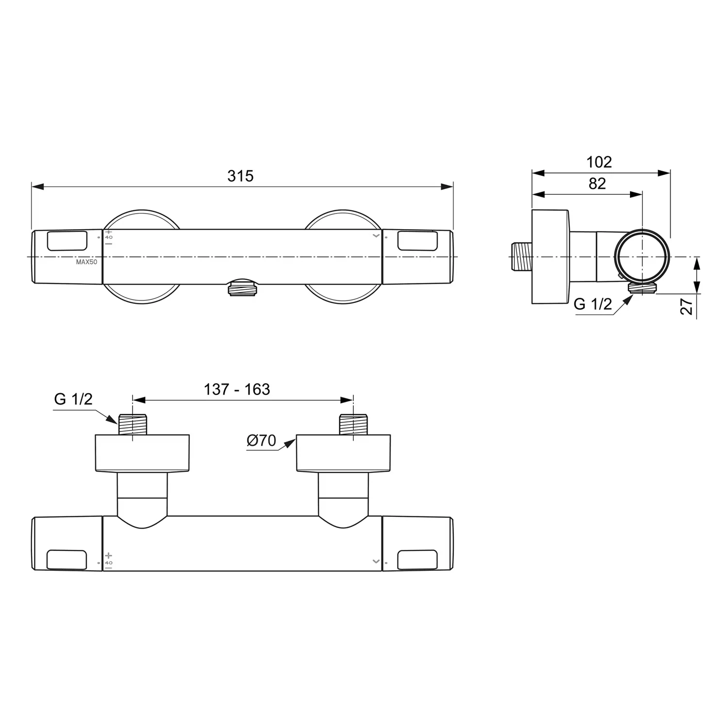 Rysunek techniczny armatury, Ideal Standard