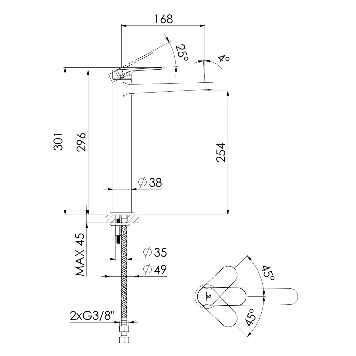 Steinberg Serie 343 Waschtisch-Einhebelmischer ohne Ablaufgarnitur, Höhe 30,1 cm Bild 9