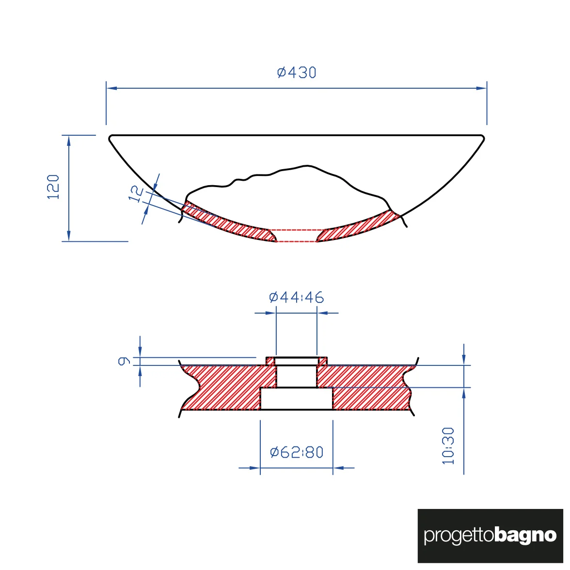 progettobagno Atollo Ø 43 Glas-Aufsatzwaschtisch Bild 5