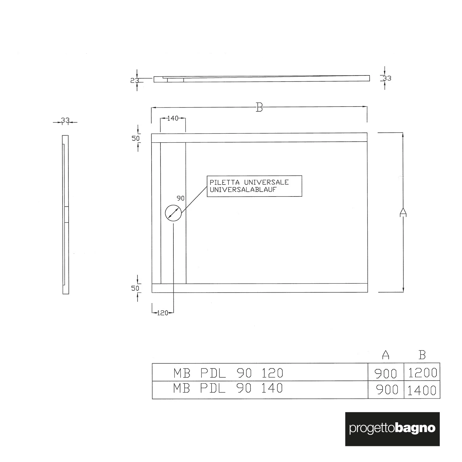 progettobagno Diamante Duschwanne 90 x 120 x 3,3 cm Feinsteinzeug Laminam® Bild 5