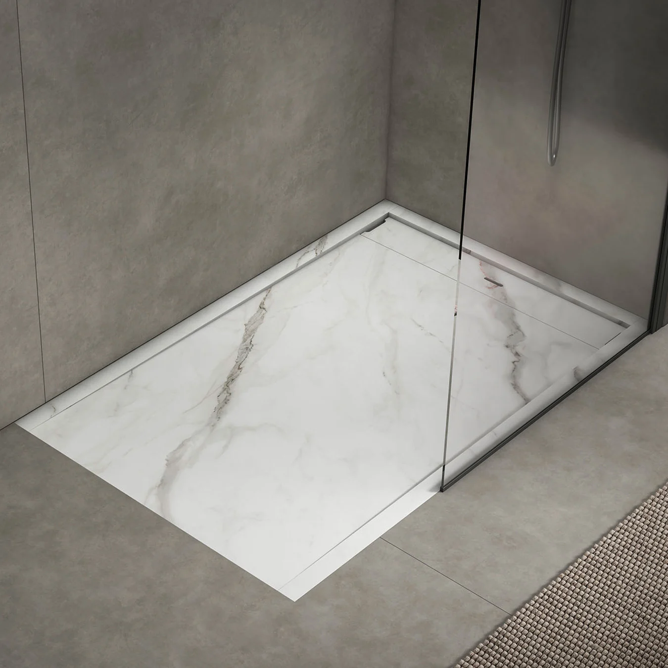 progettobagno Diamante Duschwanne 90 x 120 x 3,3 cm Feinsteinzeug Laminam®
