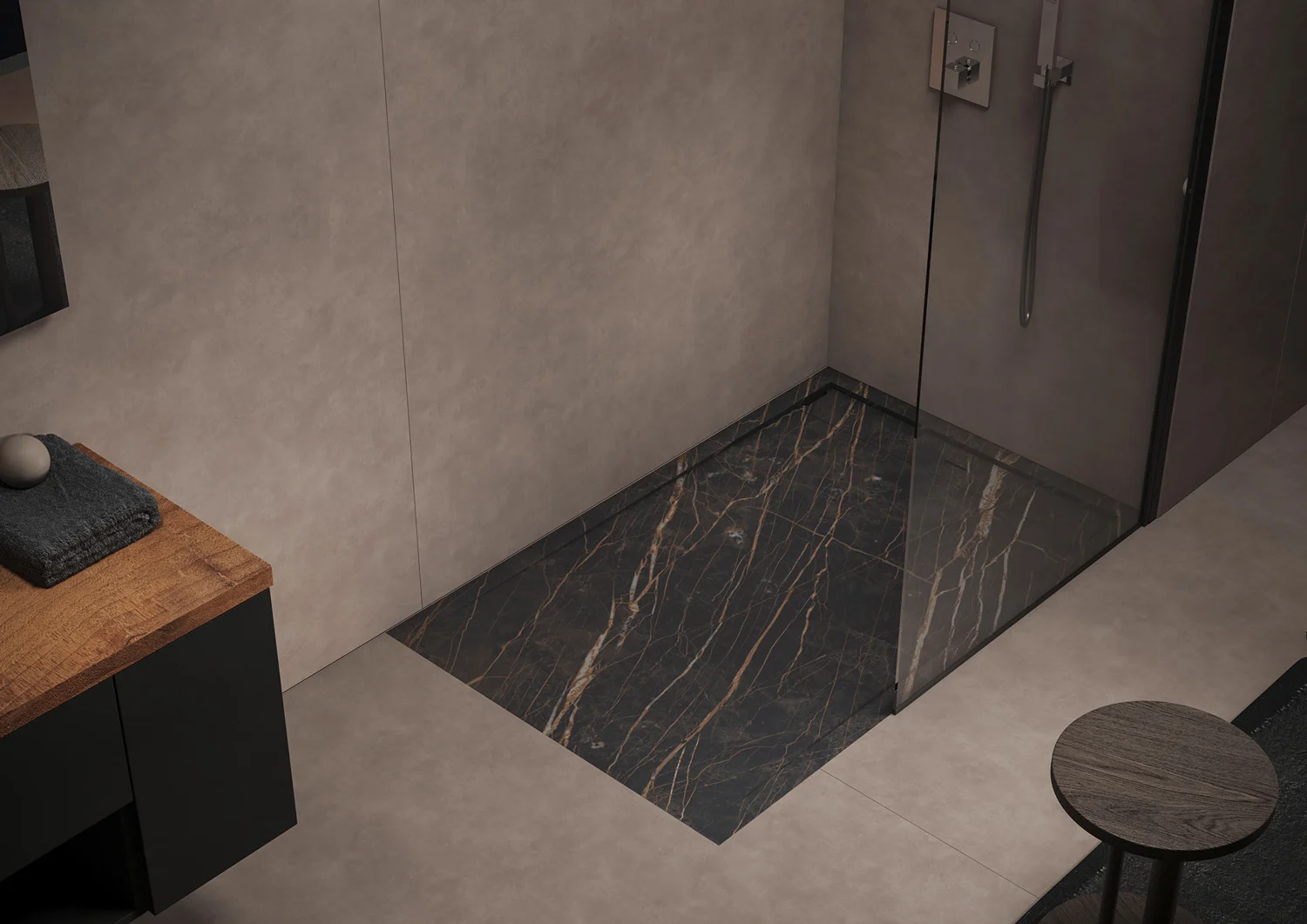 progettobagno Diamante Duschwanne 90 x 120 x 3,3 cm Feinsteinzeug Laminam® Bild 7