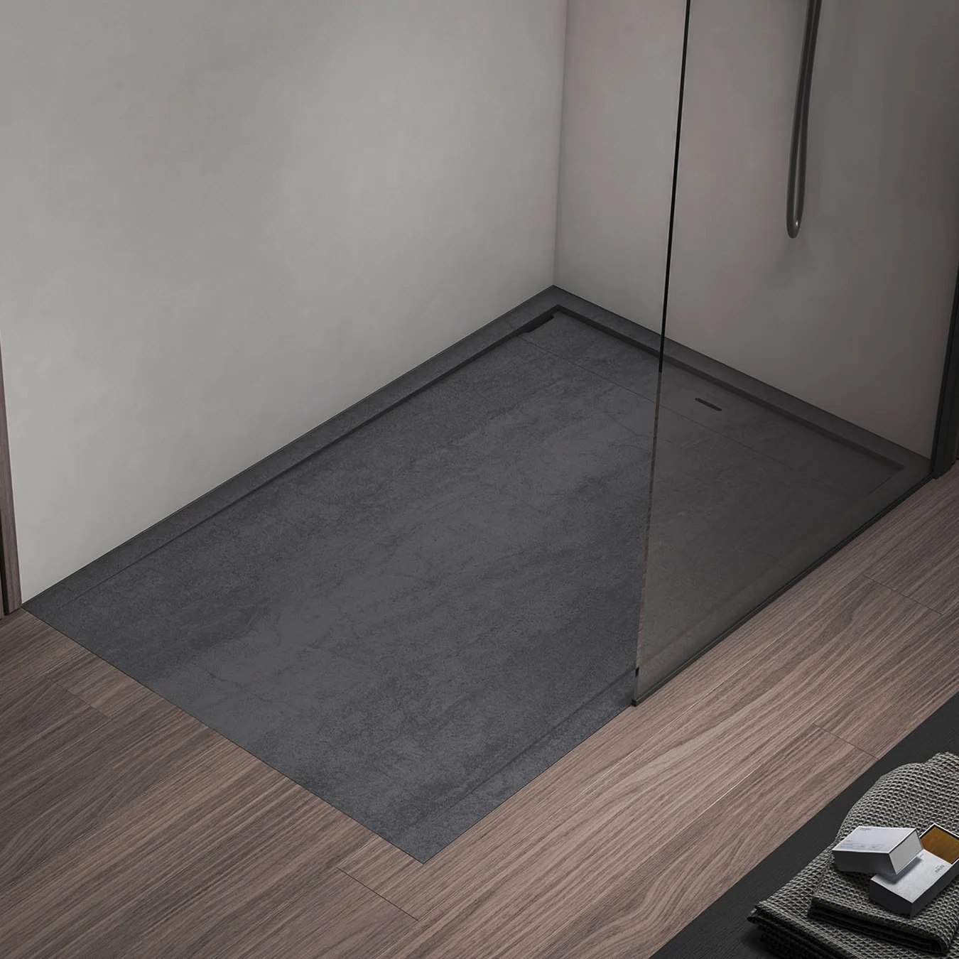 progettobagno Diamante Duschwanne 90 x 120 x 3,3 cm Feinsteinzeug Laminam®