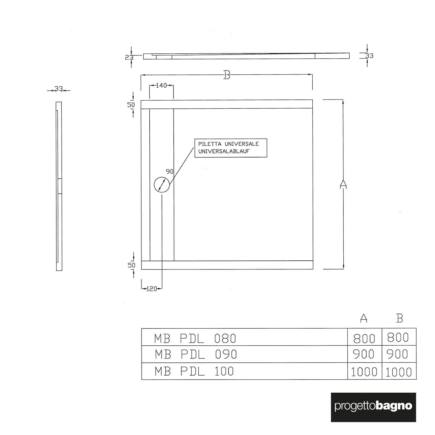 progettobagno Diamante Duschwanne 90 x 90 x 3,3 cm Feinsteinzeug Laminam® Bild 4
