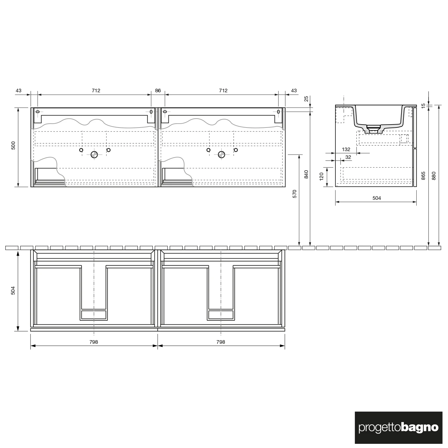 progettobagno Elba Lago Doppel-Waschtisch mit Unterschrank 160 cm Bild 5