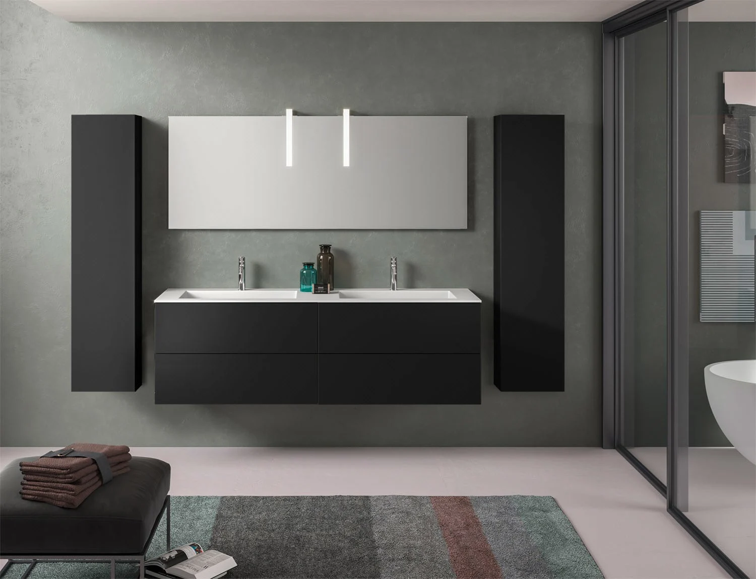 progettobagno Elba Lago Doppel-Waschtisch mit Unterschrank 160 cm Bild 3