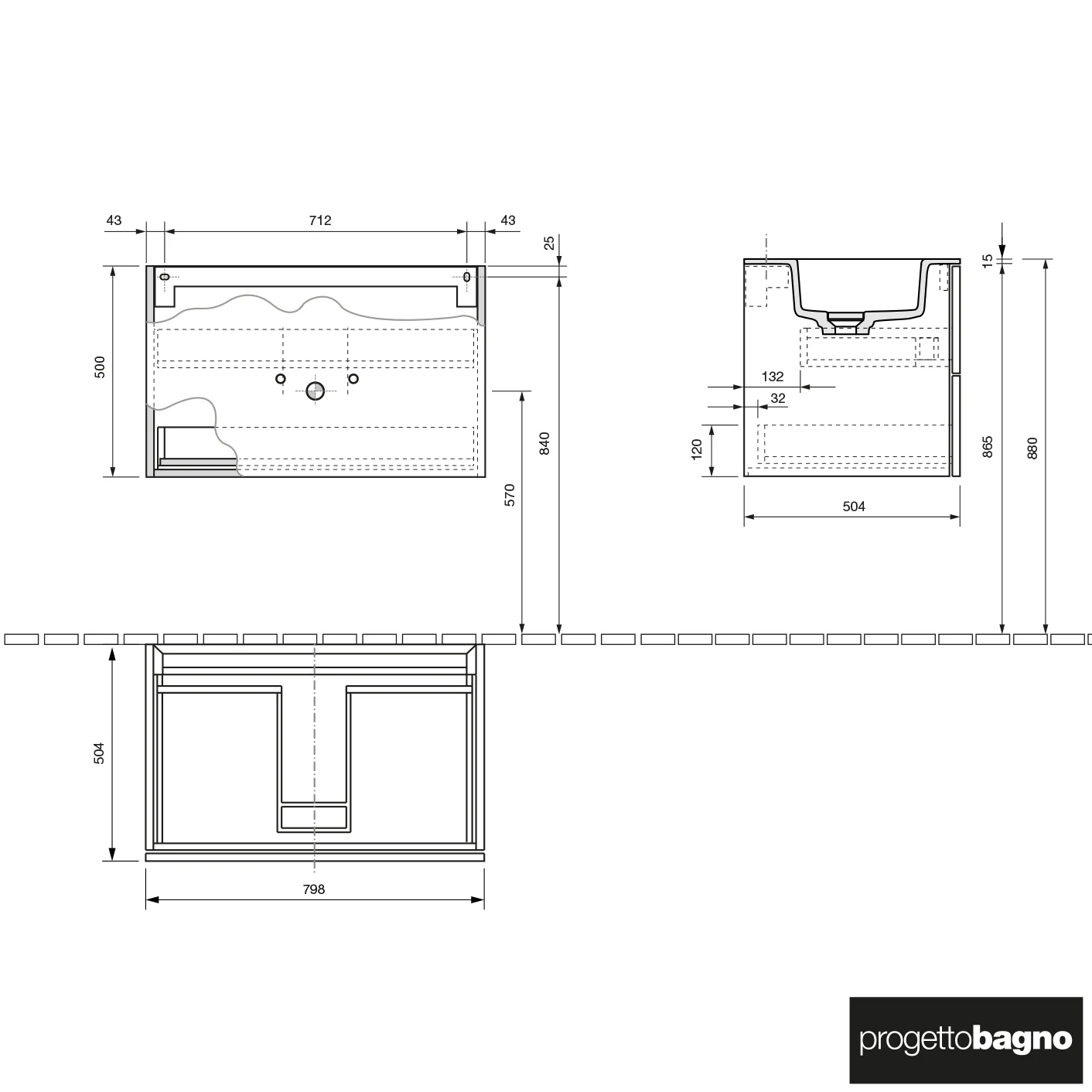 progettobagno Elba Lago Waschtisch mit Unterschrank 80 cm Bild 4