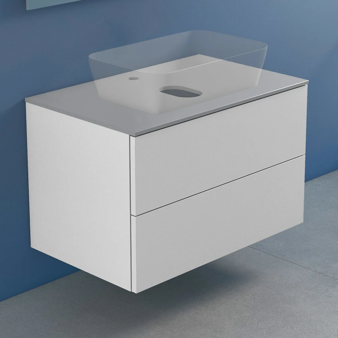 progettobagno Elba Modular Glass Waschtischkonsole 80 cm mit Hahnlochbohrung