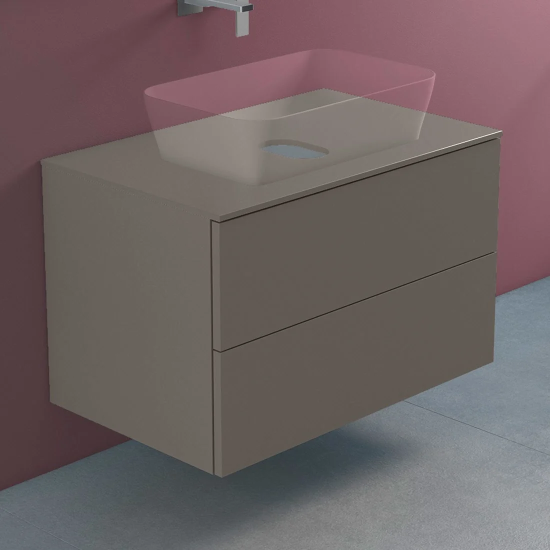 Kompaktowa umywalka z beżową powierzchnią, Progettobagno