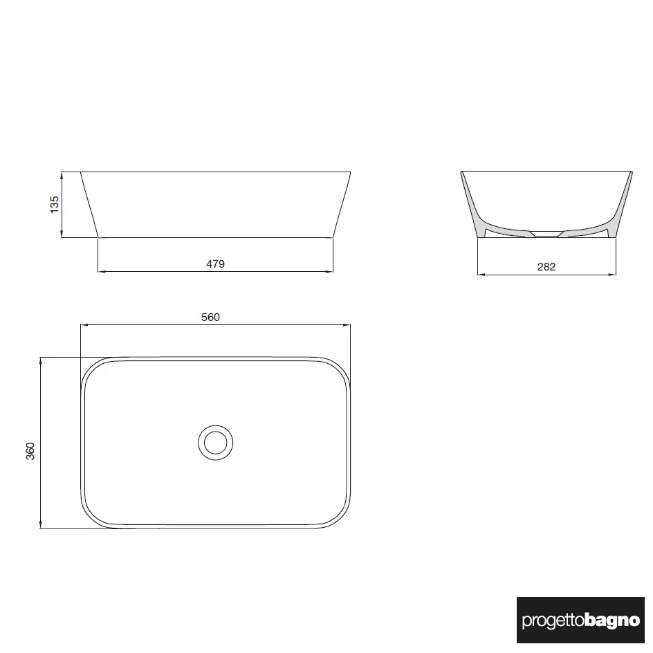 progettobagno Elba Unterschrank 80 cm mit Glasplatte ohne Hahnlochbohrung und FLY 56 Aufsatzwaschtisch Bild 4