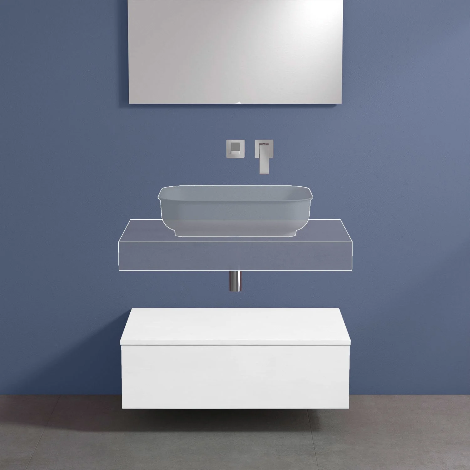 progettobagno Evo 10 Sideboard 80 cm, 1 Auszug Bild 2