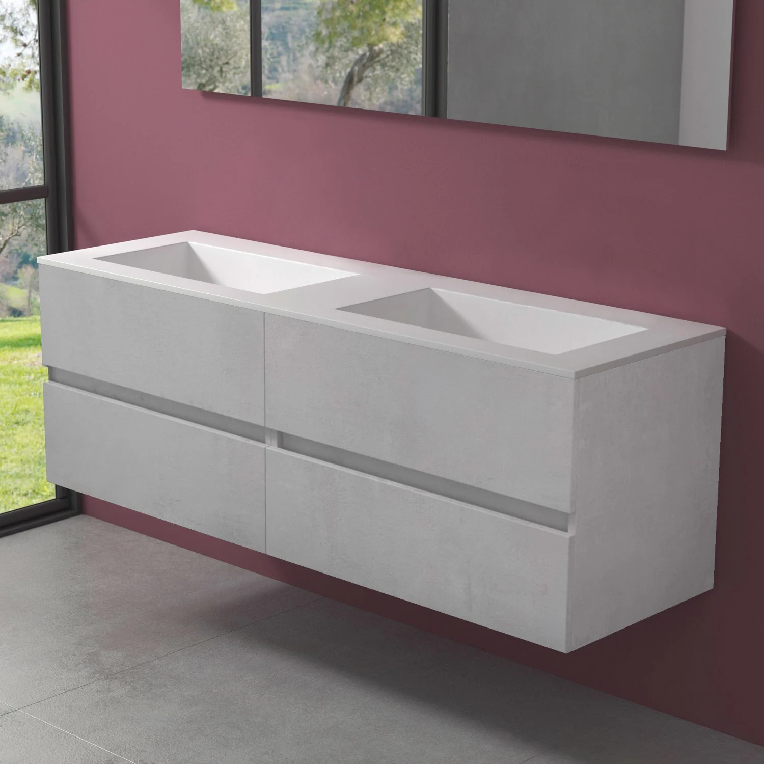 progettobagno Evo 54 Lago Doppel-Waschtisch mit Unterschrank 160 cm ohne Hahnloch