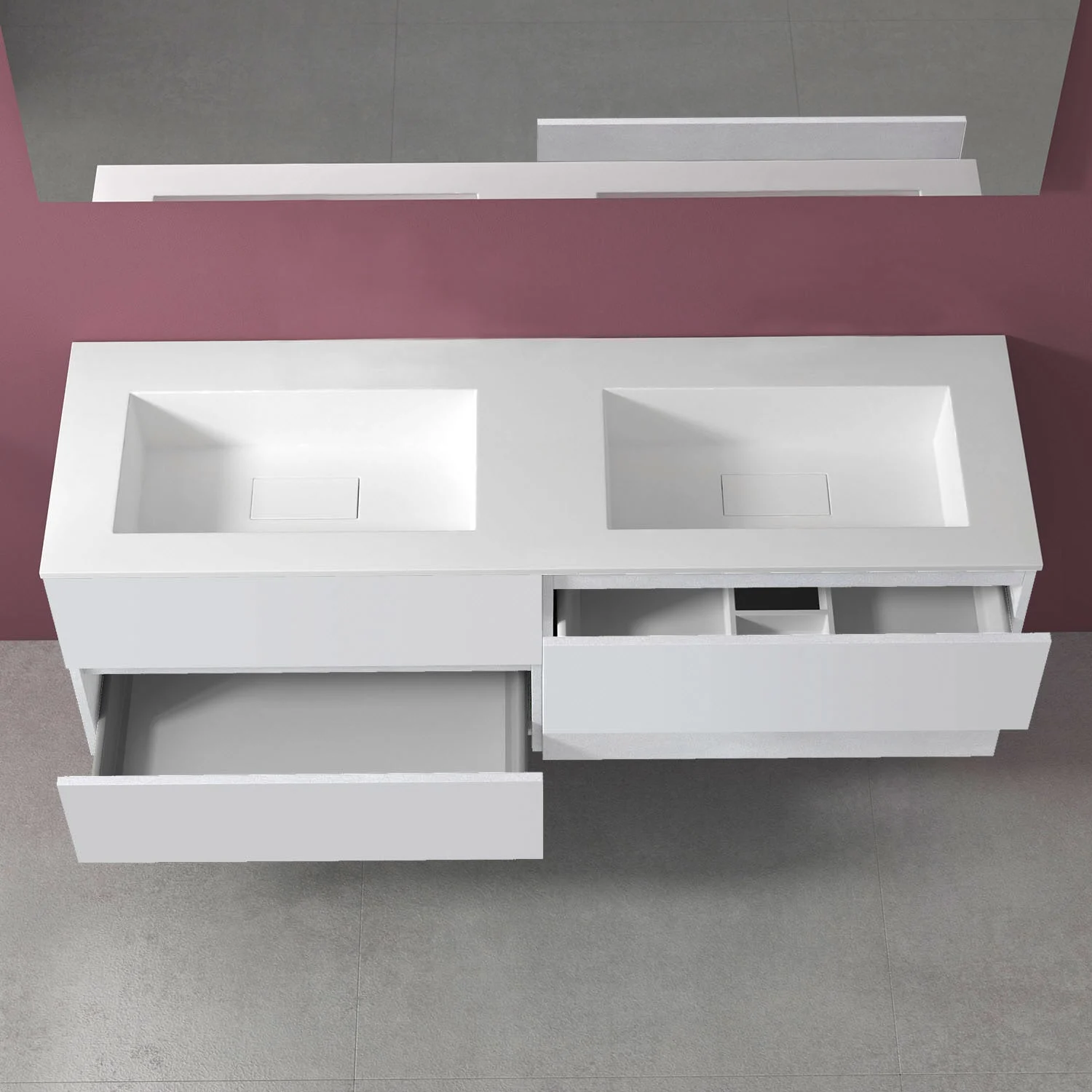 progettobagno Evo 54 Lago Doppel-Waschtisch mit Unterschrank 160 cm ohne Hahnloch Bild 2