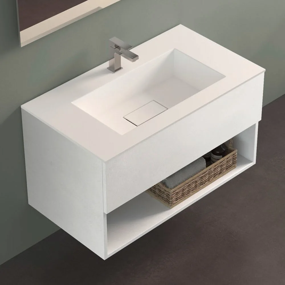 Nowoczesna umywalka z szarym tłem, Progettobagno
