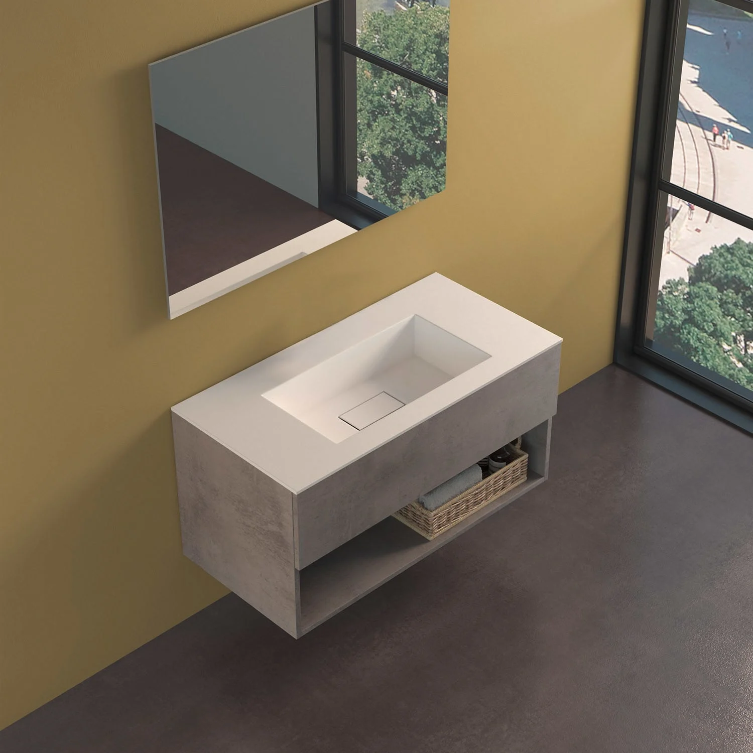 Biała umywalka w nowoczesnej łazience, progettobagno