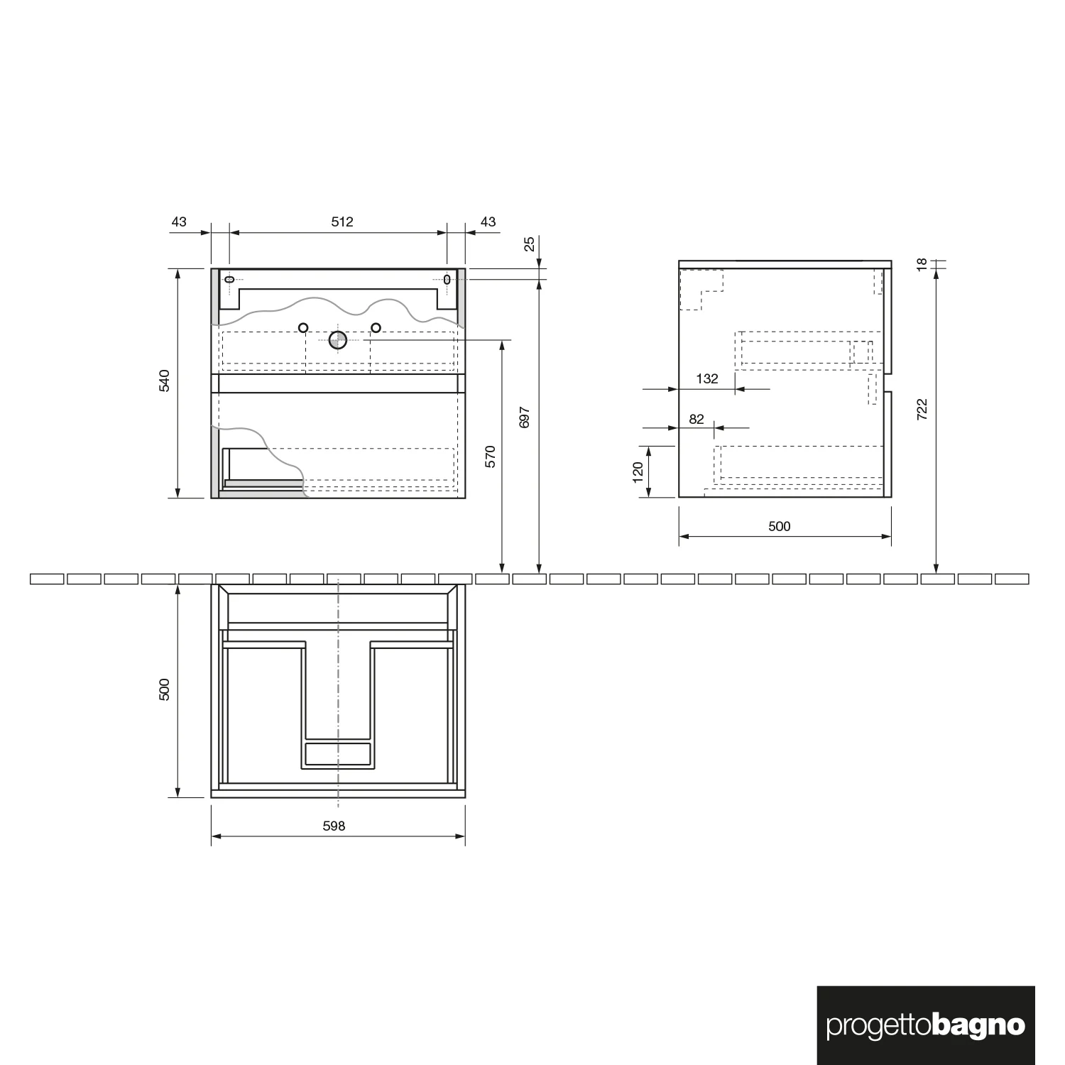 progettobagno Evo 54 Modular Waschtischkonsole  60 cm Bild 5
