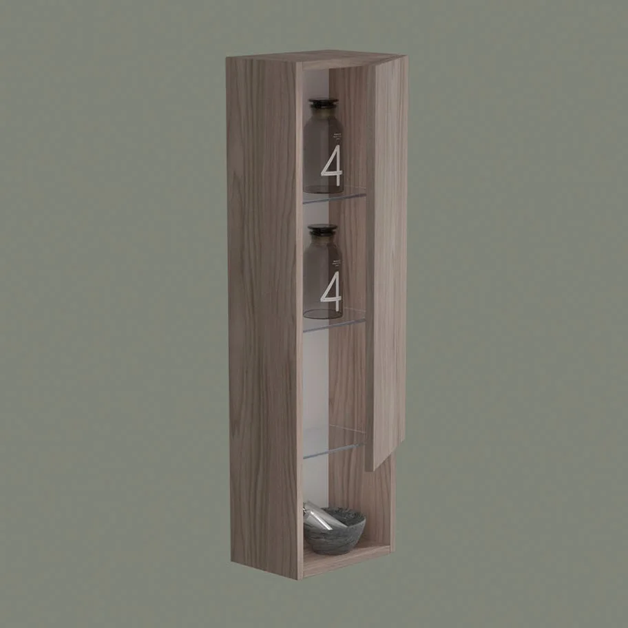 progettobagno Evo 54 Walnuss Vision Halbhochschrank 25 x 105 cm, Anschlag rechts Bild 2