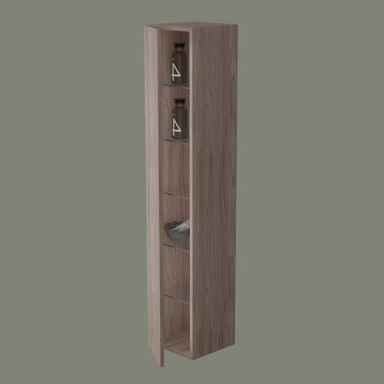 progettobagno Evo 54 Walnuss Vision Hochschrank 30 x 160 cm, Türanschlag links Bild 2