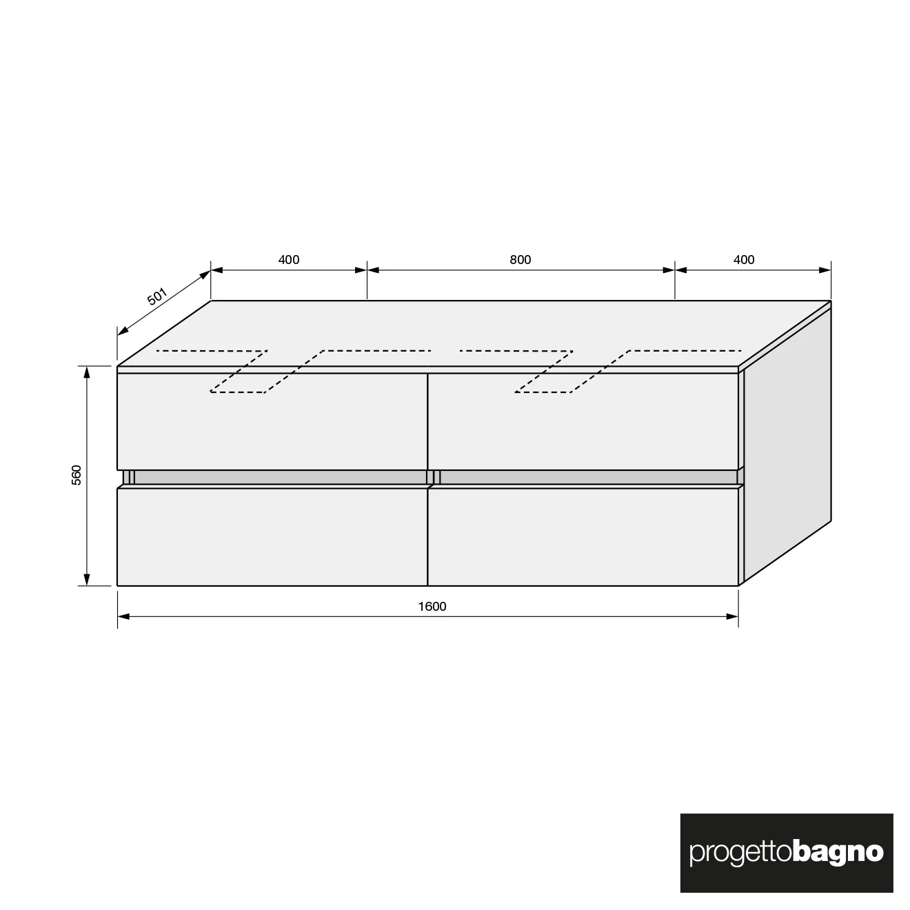 progettobagno Evo 54 Walnuss Vision Doppel-  Waschtischkonsole 160 cm Bild 2