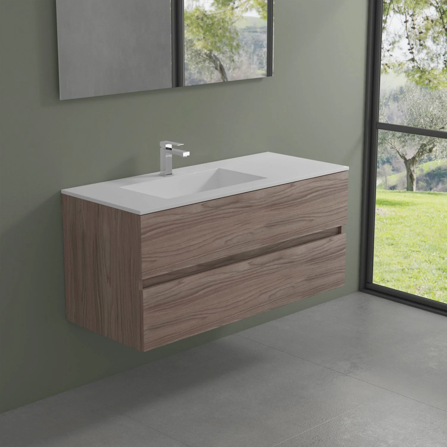 progettobagno Evo 54 Walnuss Vision Waschtisch Lago mit Unterschrank  120 cm, Ausführung links Bild 2