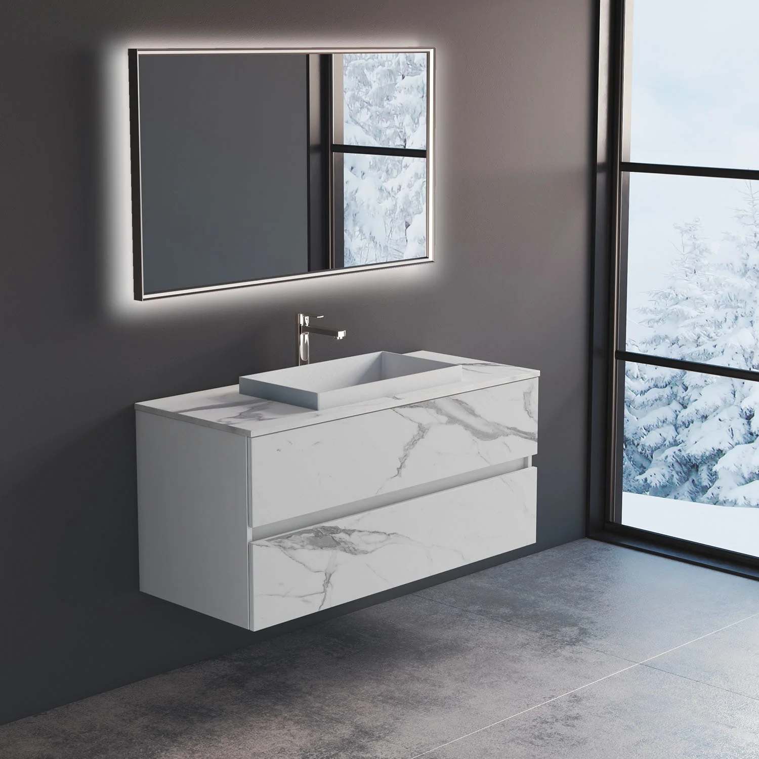 Łazienka z umywalką i lustrem, Progettobagno