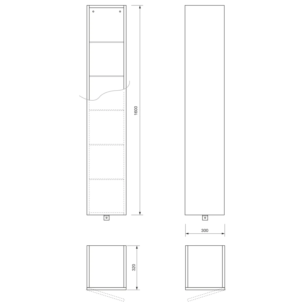 progettobagno Hivo Hochschrank 30 x 160 cm, Türanschlag links Bild 3