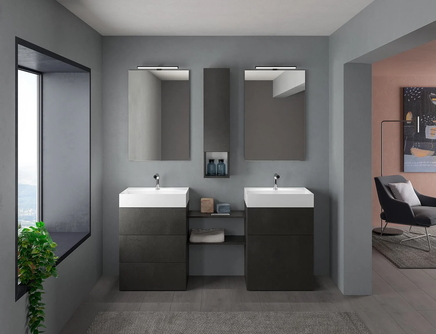 progettobagno Pianosa Hitek Waschtisch mit Unterschrank 60 cm bodenstehend Bild 5