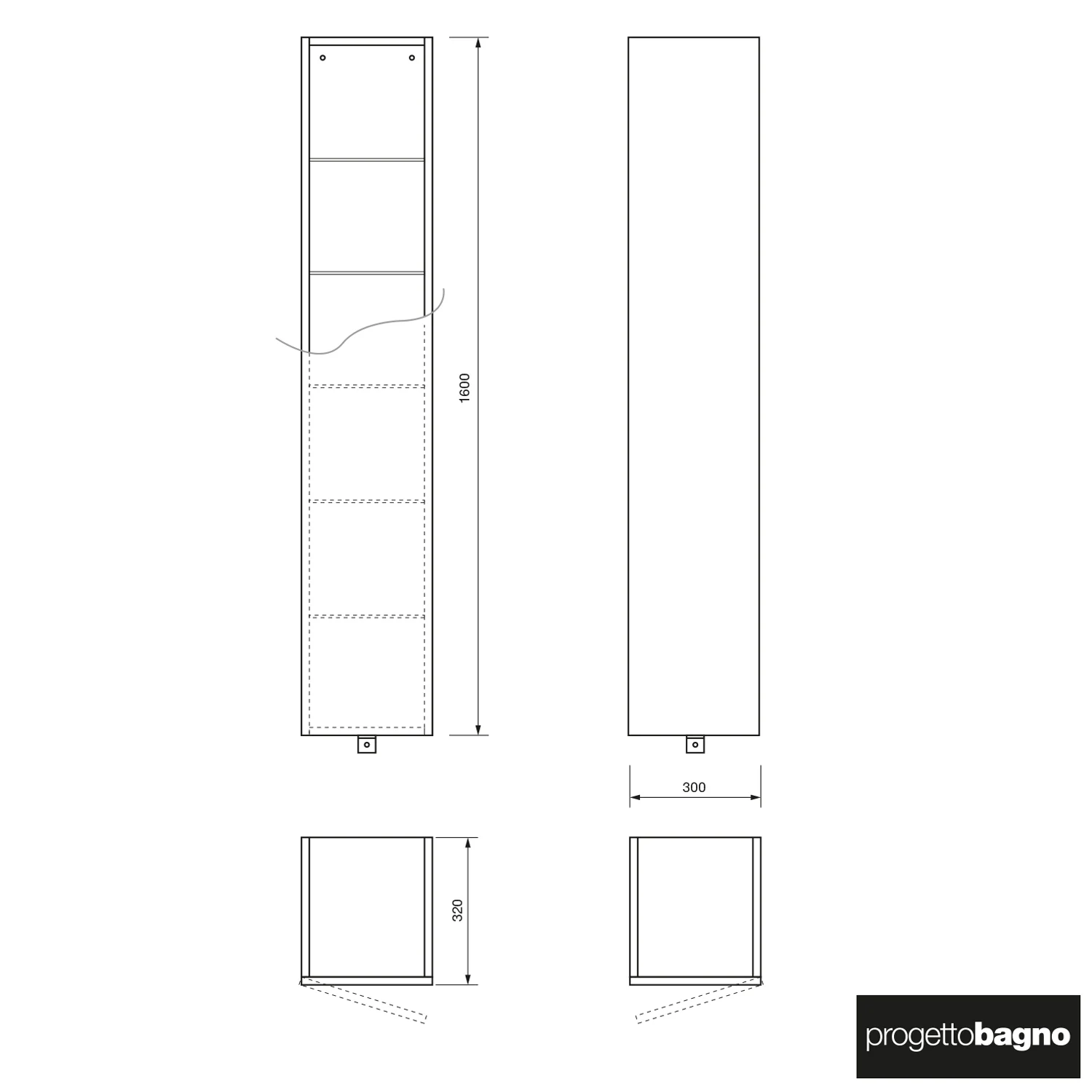 progettobagno Hivo Hochschrank 30 x 160 cm, Türanschlag rechts Bild 3
