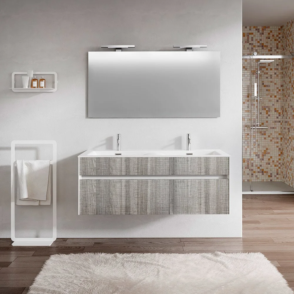 progettobagno Isola Doppel-Waschtisch mit Unterschrank 120 cm Bild 4