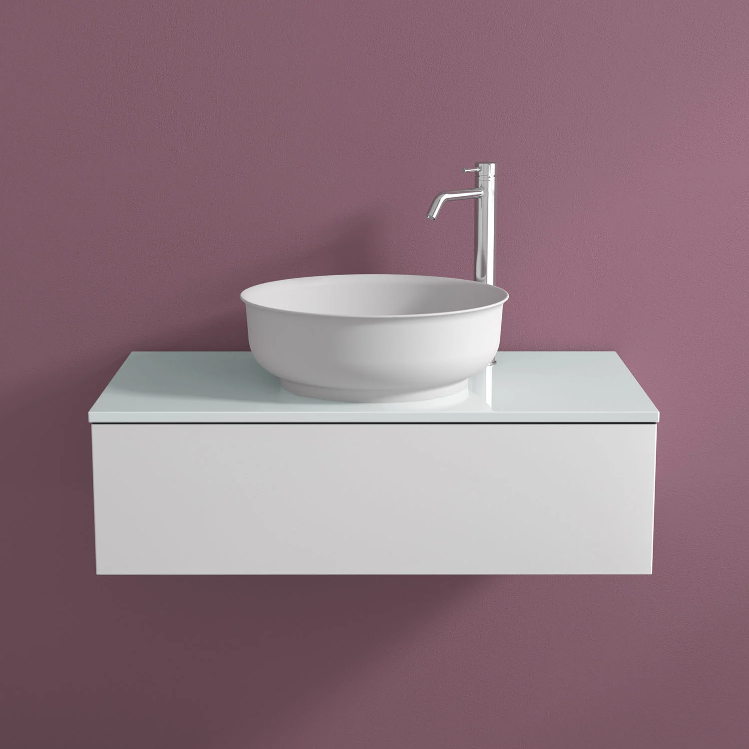 progettobagno Luna Waschtischkonsole 80 cm mit Auszug und Glasplatte